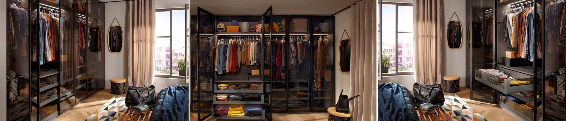 דלתות לארונות - פתרונות פרזול ועיצוב לארונות וחדרי ארונות - פתח שמאלה - מוצרים - המבורגר עליון - המבורגר